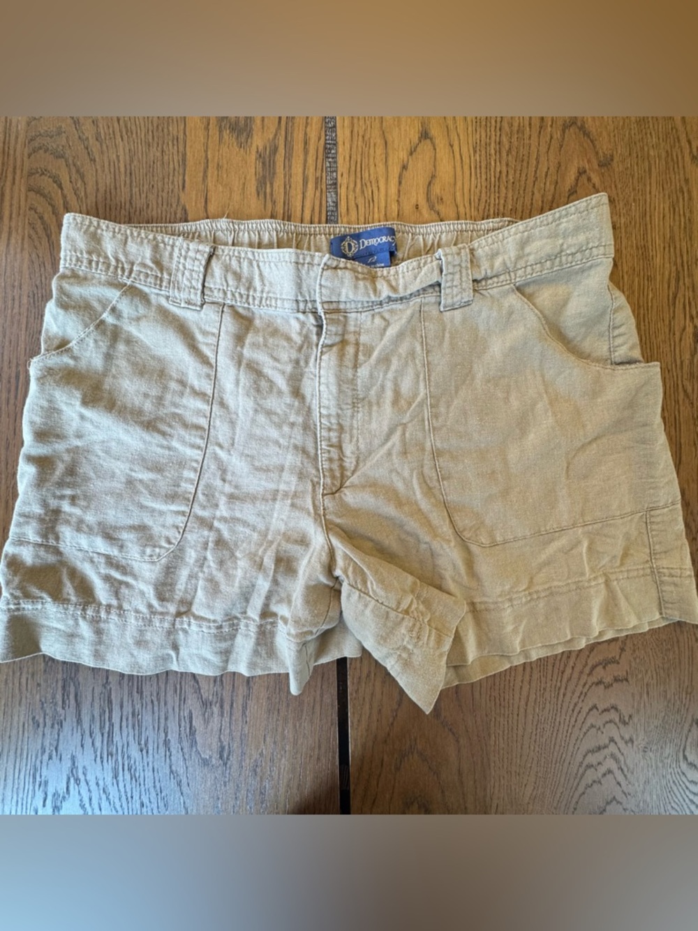 Democracy Women's Beige 100% Linen Blend Shorts Size 12 Soft Lightweight Summer